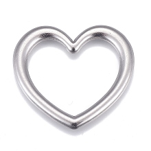 Honeyhandy 304 Stainless Steel Linking Rings, Heart, Stainless Steel Color, 28.5x32x2.5mm, Inner Diameter: 17x24mm