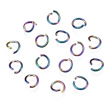 Honeyhandy Ion Plating(IP) 304 Stainless Steel Jump Rings, Round Ring, Open Jump Rings, Rainbow Color, 20 Gauge, 6x0.8mm, Inner Diameter: 4.4mm