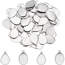 UNICRAFTALE About 60Pcs 2 Shapes Pendant Trays Teardrop and Oval Shapes Blank Bezel Trays Base Pendant 304 Stainless Steel Pendant Cabochons Settings for DIY Earrings Necklace Jewelry