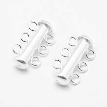 Honeyhandy Sterling Silver Slide Lock Clasps, Carved 925 Silver, 19.5x11x6mm, Hole: 2mm