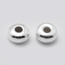 Honeyhandy 925 Sterling Silver Spacer Beads, Rondelle, Silver, 4x2mm, Hole: 1mm