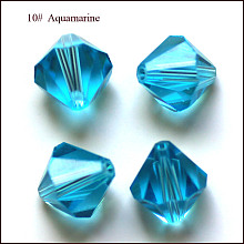 Honeyhandy Imitation Austrian Crystal Beads, Grade AAA, Faceted, Bicone, Cyan, 8x8mm, Hole: 0.9~1mm