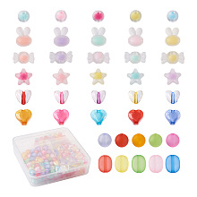 400Pcs 8 Style Acrylic Beads, Rabbit & Round & Candy & Star & Oval & Heart, Mixed Color, 50pcs/style