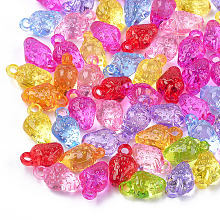 Honeyhandy Transparent Acrylic Pendants, Strawberry, Mixed Color, 21.5x13x10.5mm, Hole: 3mm, about 417pcs/500g