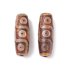 Honeyhandy Tibetan Style 9-Eye dZi Beads , Natural Agate Beads, Dyed & Heated, Rice, Coral, 29~30x9~11mm, Hole: 2.5~3mm