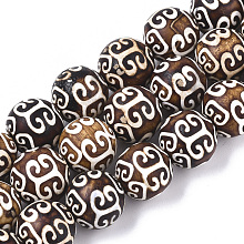 ARRICRAFT Tibetan Style dZi Beads Strands, Natural Agate Beads, Dyed & Heated, Round, Auspicious Cloud Pattern, 12mm, Hole: 1.2mm, about 30pcs/Strand, 13.78 inches(35cm)