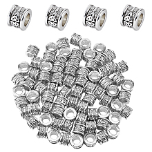 DICOSMETIC 200G Tibetan Style Zinc Alloy Beads, Large Hole Column Beads, Lead Free & Cadmium Free, Antique Silver, 8.2x10.7mm, Hole: 6.3mm