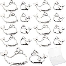 SUNNYCLUE 1 Box 80Pcs 2 Style Whale Bezel Charms Alloy Open Back Bezel Pendants for Bracelet Necklace Earrings Jewelry Making, Silver