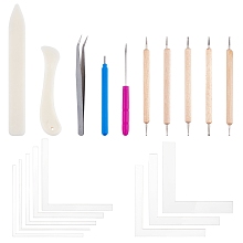 GLOBLELAND Craft Tool Set 8 Creative Positioning Pieces Letter Opener Paper Quilling Tool Beading Tweezers 5 Head Nail Art Wood Dotting Tools Bead Needles Kit for DIY Handmade