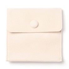 Honeyhandy Square Velvet Jewelry Bags, with Snap Fastener, PapayaWhip, 10x10x1cm