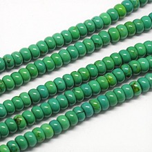 Natural Howlite Rondelle Beads Strands, Dyed, Lime Green, 6x4mm, Hole: 1mm, about 115pcs/strand, 15.74 inch