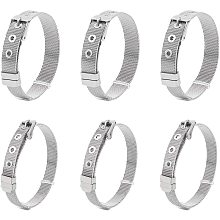 NBEADS 6 Pcs Stainless Steel Bracelets, Slide Wristbands Metal Bracelets for Slide Charms DIY Bracelet Making Supplies