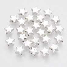 Honeyhandy CCB Plastic Beads, Star, Silver, 6x6.5x3.5mm, Hole: 1.2mm