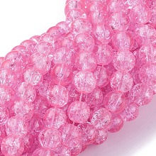 Arricraft 8MM Hot Pink Round Crackle Glass Beads Strands for Jewelry Making, 8mm, Hole: 1.3~1.6mm, 31.4 inches