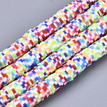 ARRICRAFT Rainbow Color Handmade Polymer Clay Beads Strands, for DIY Jewelry Crafts Supplies, Heishi Beads, Disc/Flat Round, Colorful, 6x0.5~1mm, Hole: 2mm, about 320~447pcs/Strand, 15.75 inches~16.14 inches(40~41cm)