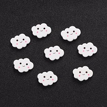 Honeyhandy Cloud Resin Cabochons, White, 17x24x3.5mm