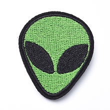 Honeyhandy Computerized Embroidery Cloth Iron on/Sew on Patches, Costume Accessories, Appliques, Extra-Terrestrial, Green, 52x43x1.5mm