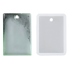 Honeyhandy Rectangle Pendant Silicone Molds, for UV Resin, Epoxy Resin Jewelry Making, White, 33x23x7.5mm