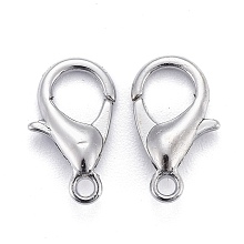 Honeyhandy Zinc Alloy Lobster Claw Clasps, Parrot Trigger Clasps, Cadmium Free & Lead Free, Platinum, 12x6mm, Hole: 1.2mm