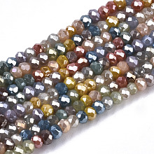 ARRICRAFT Electroplate Glass Beads Strands, Pearl Luster Plated, Faceted, Rondelle, Mixed Color, 2mm, Hole: 0.7mm, about 188~198pcs/Strand, 12.60 inches~13.11 inches(32~33.3cm)