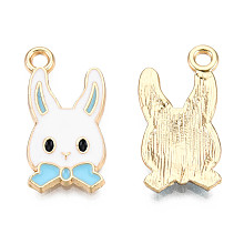 Honeyhandy Alloy Pendants, with Enamel, Light Gold, Rabbit, Sky Blue, 21x11x2mm, Hole: 1.8mm