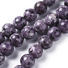 Honeyhandy Natural Labradorite Beads Strands, Dyed & Heated, Round, Dark Violet, 8mm, Hole: 1.2mm, about 47pcs/strand, 14.9 inch(38cm)