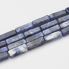 Honeyhandy Natural Sodalite Beads Strands, Cuboid, 13~13.5x3~5x3~5mm, Hole: 0.5mm, about 29~31pcs/strand, 15.3~15.7 inch(390~400mm)