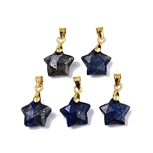 Honeyhandy Natural Lapis Lazuli Charms, with Golden Plated Brass Findings, Faceted Star, Star: 12x12.5x5.5mm, Hole: 3.5x4mm