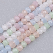 Arricraft Faceted Glass Beads Strands, Imitation Jade Style, Rondelle, Mixed Color, 2~2.5x1.5~2mm, Hole: 0.6mm, about 187pcs/Strand, 12.91 inches(32.8cm)