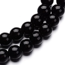 Honeyhandy Glass Round Bead Strands, Black, 6mm, Hole: 1mm, about 50pcs/strand, 11 inch