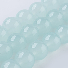 Honeyhandy Glass Beads Strands, Imitation Jade, Round, Pale Turquoise, 8mm, Hole: 1mm, about 50pcs/strand, 15.7 inch(40cm)