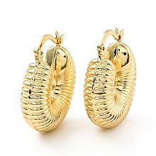 Honeyhandy Brass Croissant Chunky Hoop Earrings for Women, Cadmium Free & Lead Free, Real 18K Gold Plated, 25x8.3mm, Pin: 0.7x1.1mm