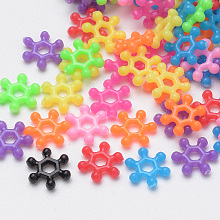 Honeyhandy Acrylic Beads, Snowflake, Mixed Color, 8x7x2mm, Hole: 1.5mm, about 2500pcs/50g