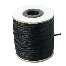 Honeyhandy Nylon Rattail Satin Cord, Beading String, for Chinese Knotting, Jewelry Making, Black, 2mm, about 50yards/roll(150 feet/roll)