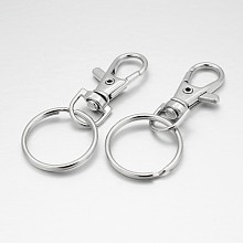 Honeyhandy Alloy Swivel Clasps with Iron Key Rings, Platinum, 36x15x5mm