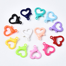 Honeyhandy Opaque Acrylic Lobster CLaw Clasps, Heart, Mixed Color, 26.5x22x6.5mm, Hole: 3mm