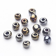 Honeyhandy 6/0 Electroplated Metallic Colours Round Glass Seed Beads, Colorful, 4mm, Hole: 1mm, about 495pcs/50g