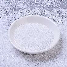 MIYUKI Round Rocailles Beads, Japanese Seed Beads, 11/0, (RR402) White, 2x1.3mm, Hole: 0.8mm, about 1111pcs/10g