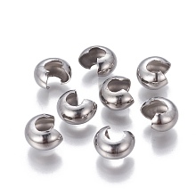 Honeyhandy 304 Stainless Steel Crimp Beads Covers, Stainless Steel Color, 10.5mm Long, 9mm In Diameter, 6mm Thick.