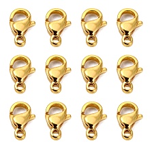 Honeyhandy 304 Stainless Steel Lobster Claw Clasps, Parrot Trigger Clasps, Manual Polishing, Real 18K Gold Plated, 9x5x2.5mm, Hole: 1mm