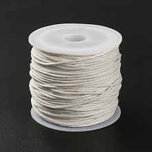 Honeyhandy 20M Waxed Cotton Cords, Multi-Ply Round Cord, Macrame Artisan String for Jewelry Making, Floral White, 1mm, about 21.87 Yards(20m)/Roll