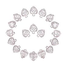 ARRICRAFT 1Bag About 100 Pcs Cubic Zirconia Alloy Heart Shape Charms Sets for Jewelry Making Size 10x8.5x5mm Platinum