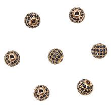 NBEADS 10pcs 8mm Brass Clear Gemstones Cubic Zirconia CZ Stones Pave Micro Setting Disco Ball Spacer Beads, Round Bracelet Connector Charms Beads for Jewelry Making