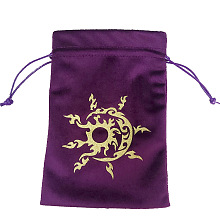 Honeyhandy Velvet Tarot Cards Storage Bags, Tarot Desk Storage Holder, Purple, Sun Pattern, 18x13cm