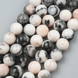 Arricraft Natural Pink Zebra Jasper Beads Strands, Round, 8.5~9mm, Hole: 1mm, about 46pcs/strand, 15.2 inches