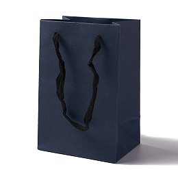 Honeyhandy Kraft Paper Bags, with Ribbon Handles, Gift Bags, Shopping Bags, Rectangle, Prussian Blue, 18x12x8.6cm; Fold: 18x12x0.4cm