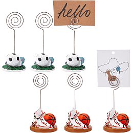 CHGCRAFT 6Pcs 2 Style Resin Ball Base Book Clip Holder Stand Table Number Book Note Stands Holder Basketball Football Note Paper Clip Pictures Card Display for Wedding Table Party Office Home