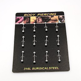 Honeyhandy Tarnish Resistant 316L Surgical Stainless Steel Tongue Rings, Straight Barbell, Lip Piercing Jewelry, Stainless Steel Color, 21x4mm, Bar Length: 3/8"(9.2mm), Pin: 18 Gauge(1mm), about 12pcs/board