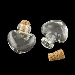 NBEADS 100 Pcs Clear Heart Shape Glass Bottle, Mini Wishing Bottles with Cork Stoppers, Vial Bead Containers for Arts & Crafts, Jewelry, Stranded Island Message, Wedding Wish, Party Favors