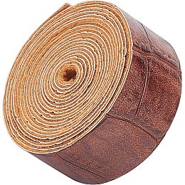 GORGECRAFT Crocodile Pattern Leather Strap Strip 1 Inch Wide 79 Inch Long Bump Texture Leather Belt Wrap Single Sided Flat Cord for DIY Crafts Projects Clothing Making Bag Handles（Coconut Brown）